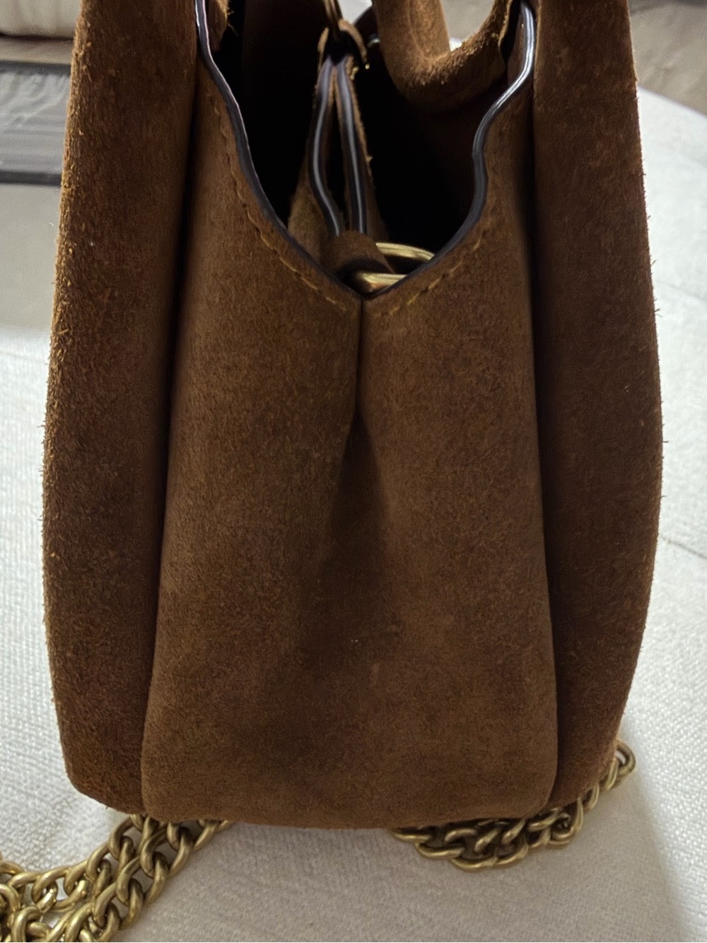 Coach Suede Lana 19 Tote Bag with Chain crossbody strap - Picture 8 of 12